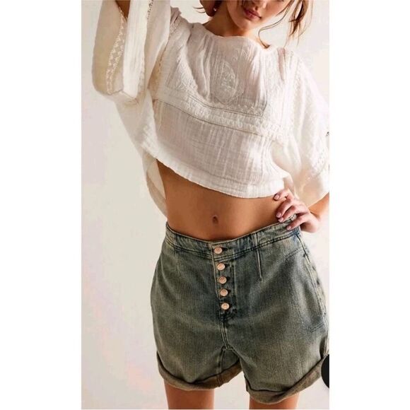 Free People Pants - Free People Blue Jean Osaka Shorts